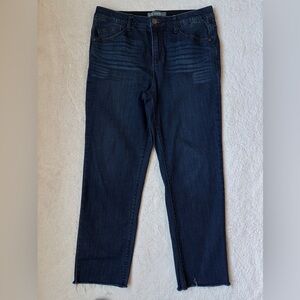 Wit & Wisdom Dark Blue Straight Leg Jeans Raw Hem Women Size 8